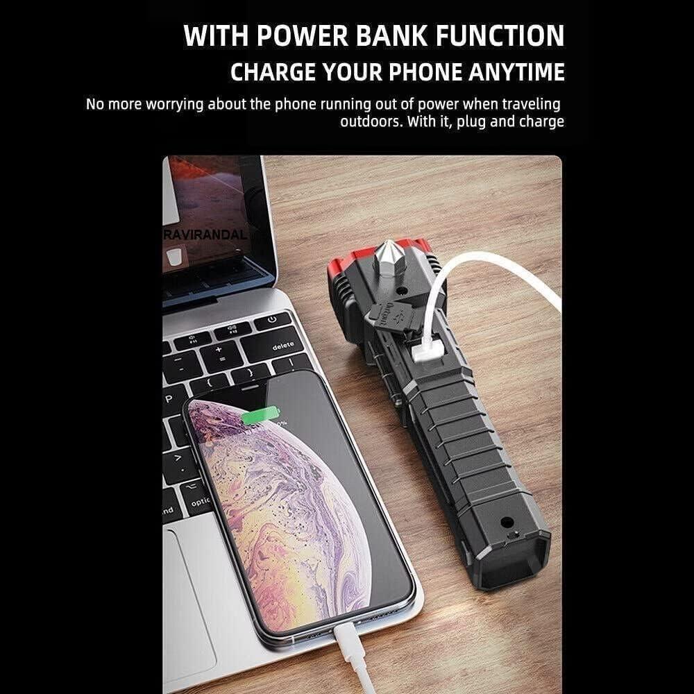 8-in-1 Portable Rechargeable LED Torch Flashlight – Multi-Function