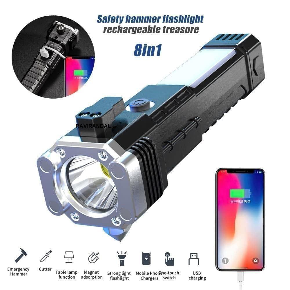 8-in-1 Portable Rechargeable LED Torch Flashlight – Multi-Function
