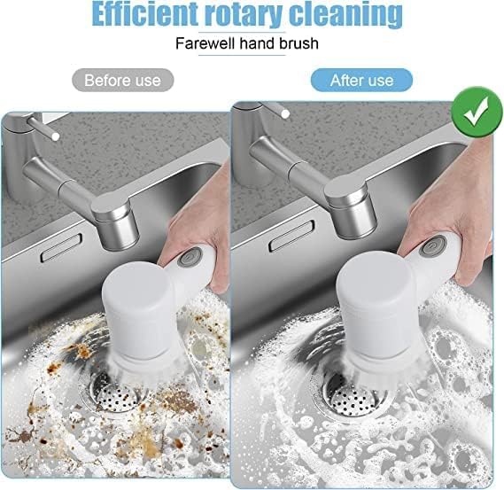 Electric Rotary Cleaning Brush with 3 Brush Heads – Bathroom, Kitchen, Car & Floor