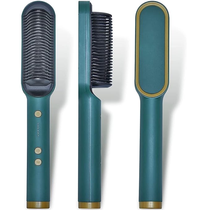 Hair Straightener Brush – PTC Heating, 5 Temperature Settings for Women & Men