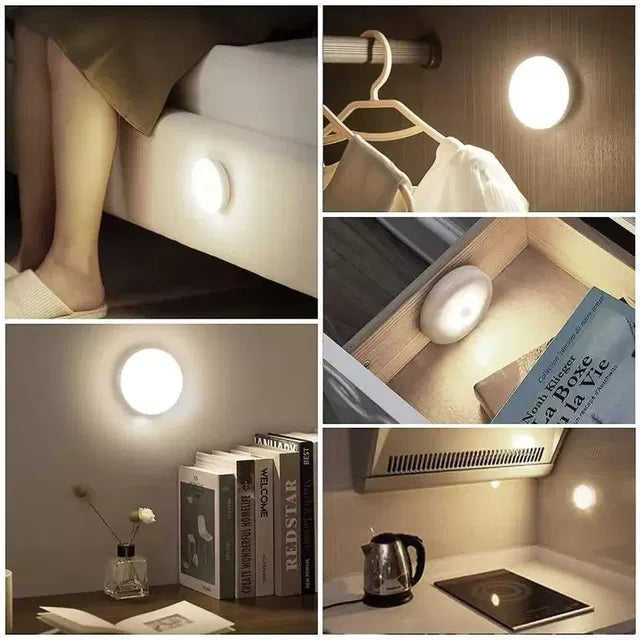 Wireless Motion Sensor LED Night Light – USB Rechargeable, Pack of 2
