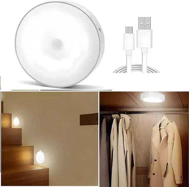 Wireless Motion Sensor LED Night Light – USB Rechargeable, Pack of 2
